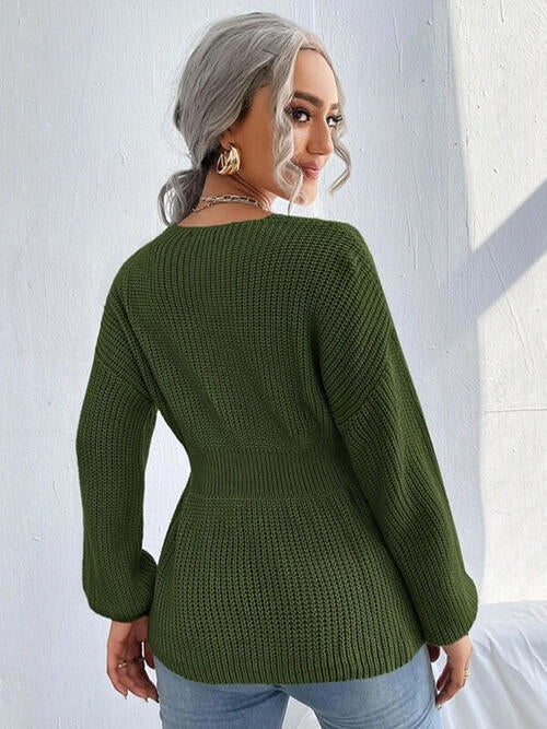 
                  
                    Notched Dropped Shoulder Knit Top
                  
                