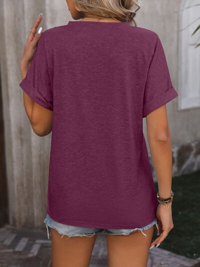 
                  
                    Notched Buttoned Short Sleeve T-Shirt
                  
                