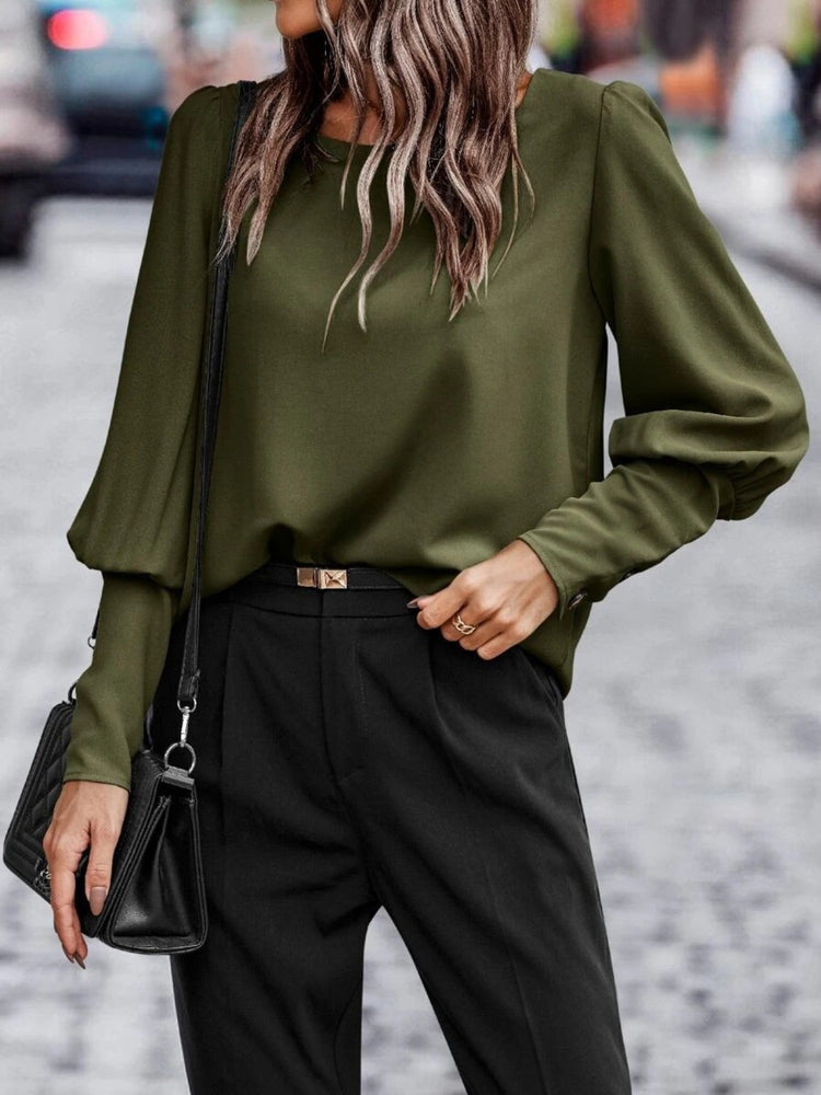 
                  
                    Round Neck Lantern Sleeve Blouse
                  
                