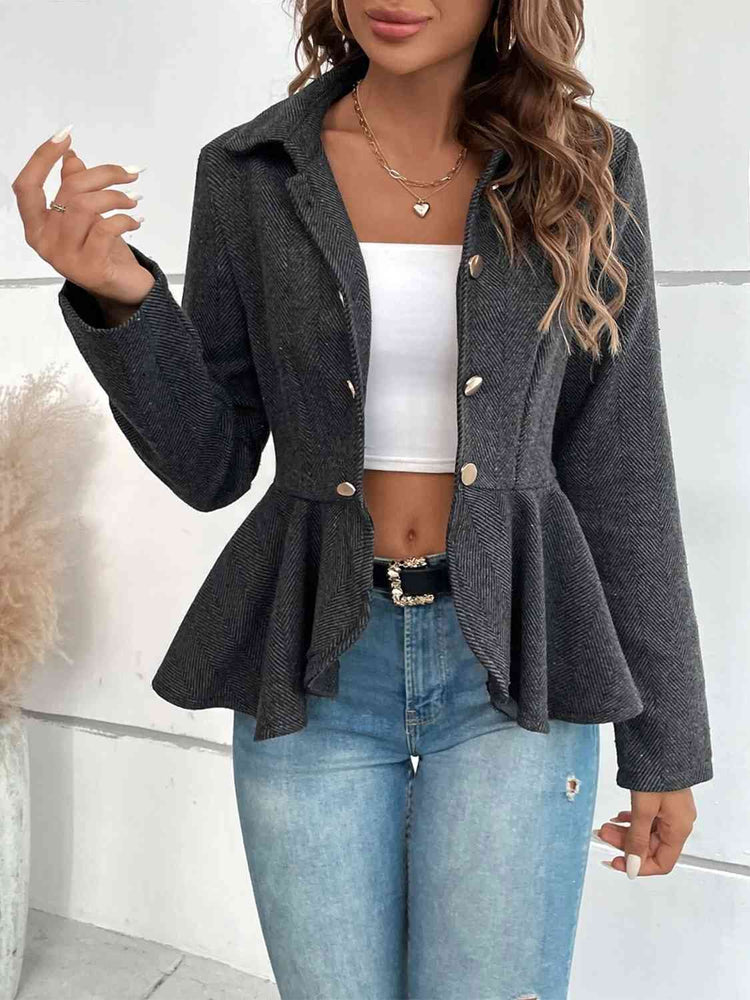 
                  
                    Ruffle Hem Collared Blazer
                  
                