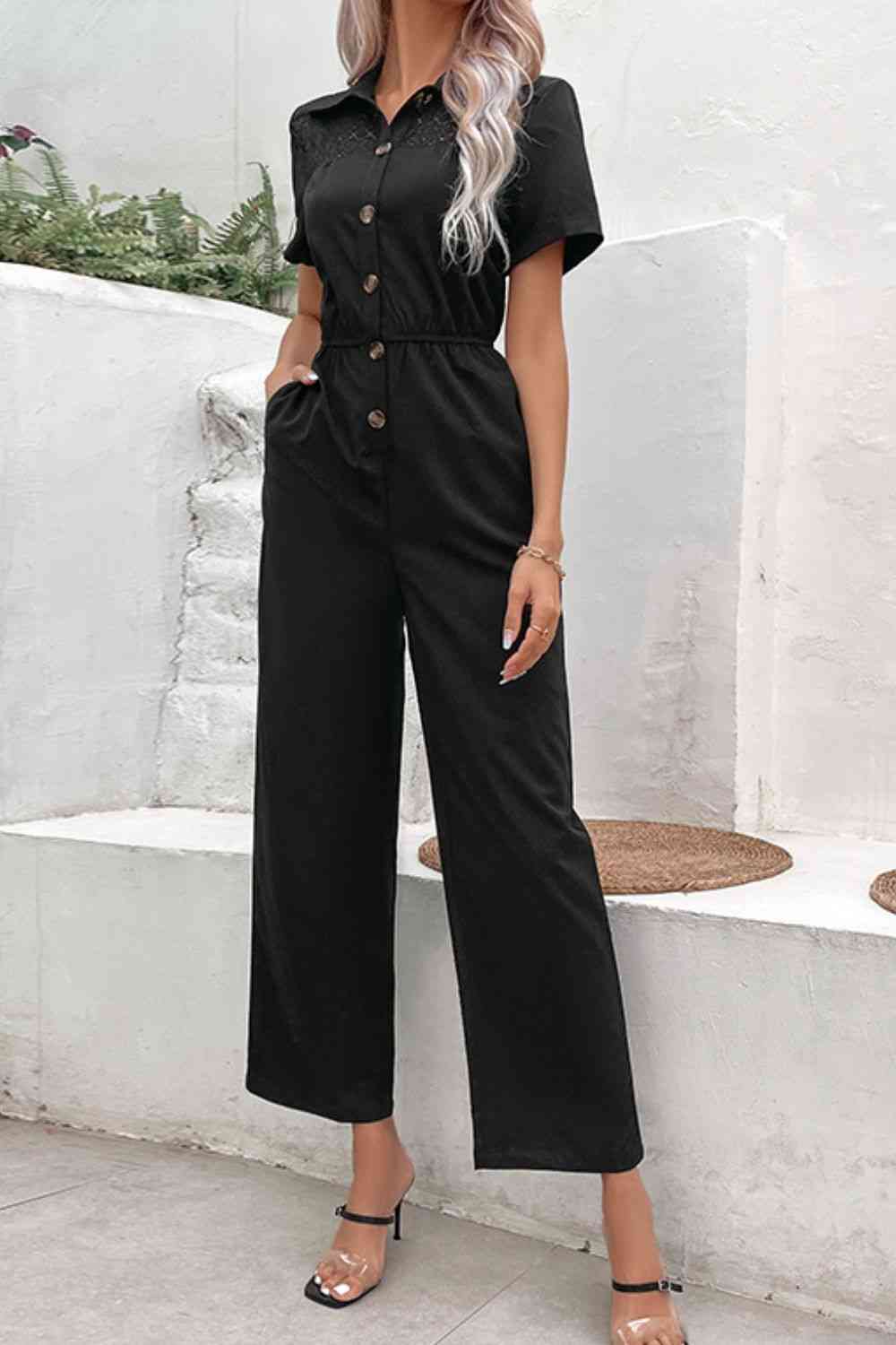 
                  
                    Collared Neck Short Sleeve Jumpsuit
                  
                