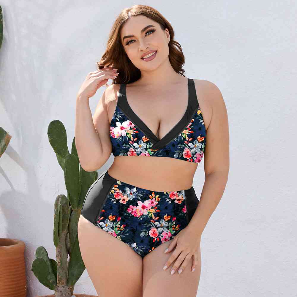 Floral High Waist Two-Piece Swim Set