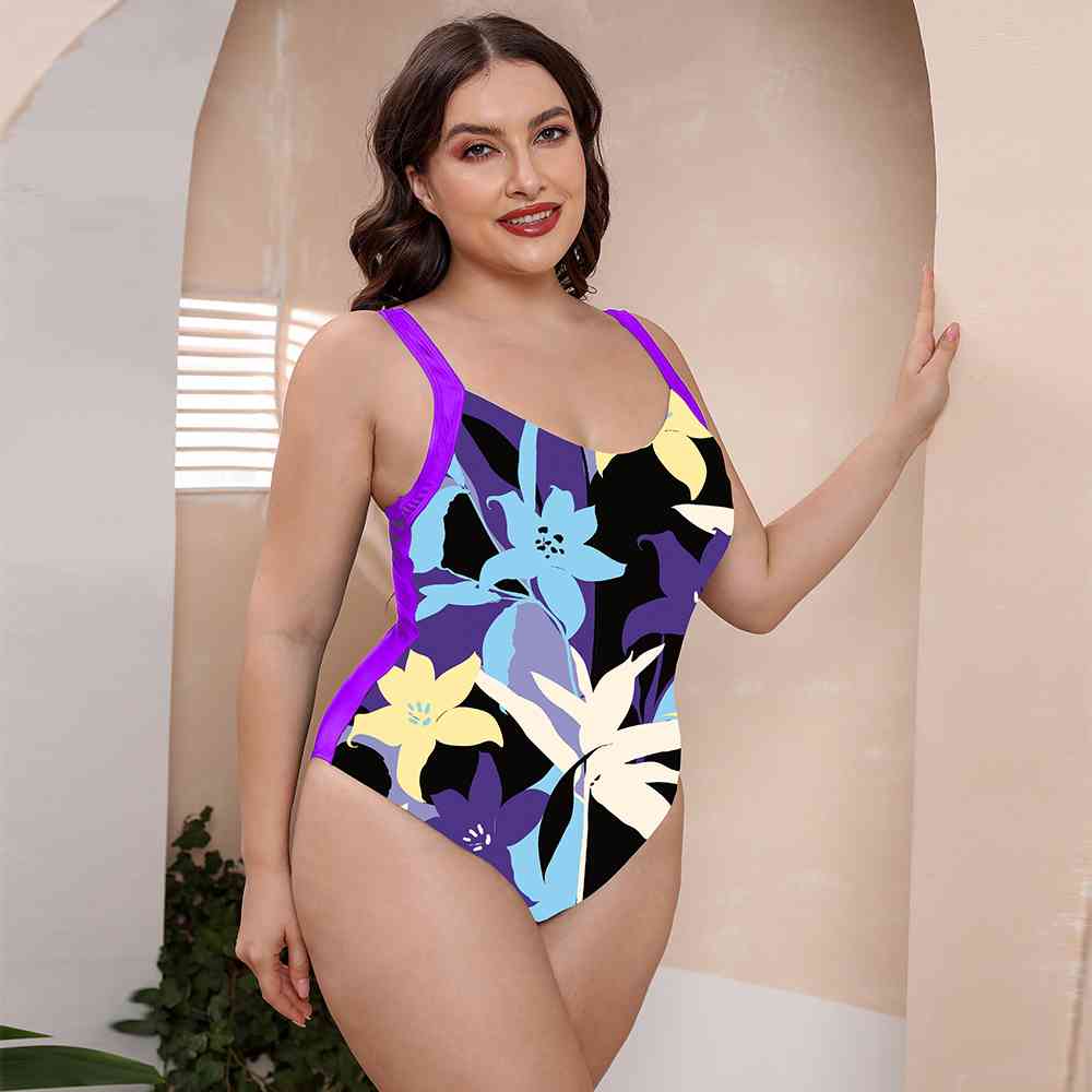 
                  
                    Printed Scoop Neck Sleeveless One-Piece Swimsuit
                  
                