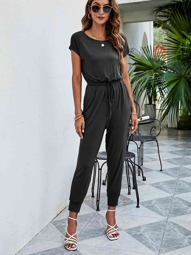 
                  
                    Drawstring Waist Short Sleeve Jogger Jumpsuit
                  
                