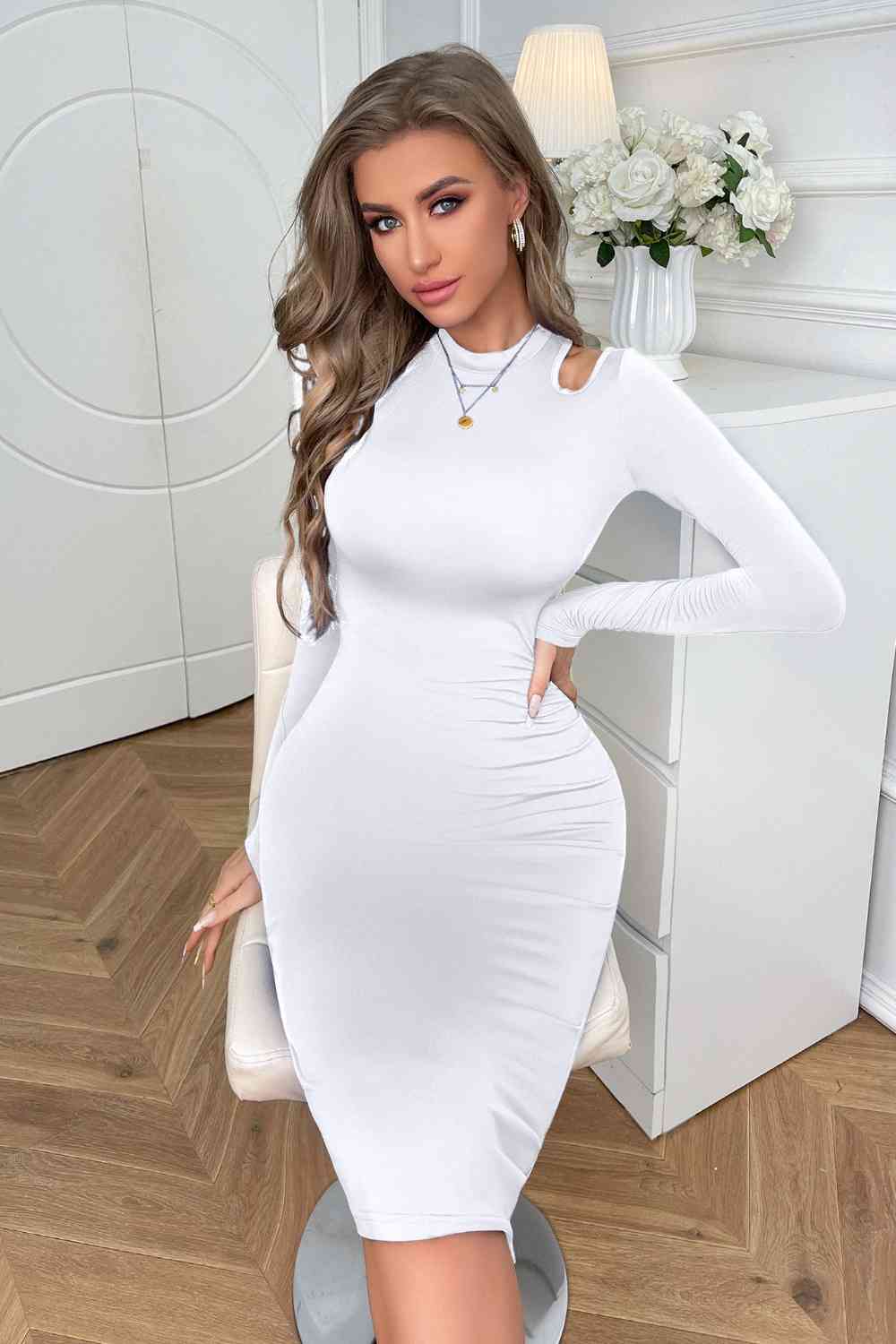 
                  
                    Cutout Long Sleeve Pencil Dress
                  
                