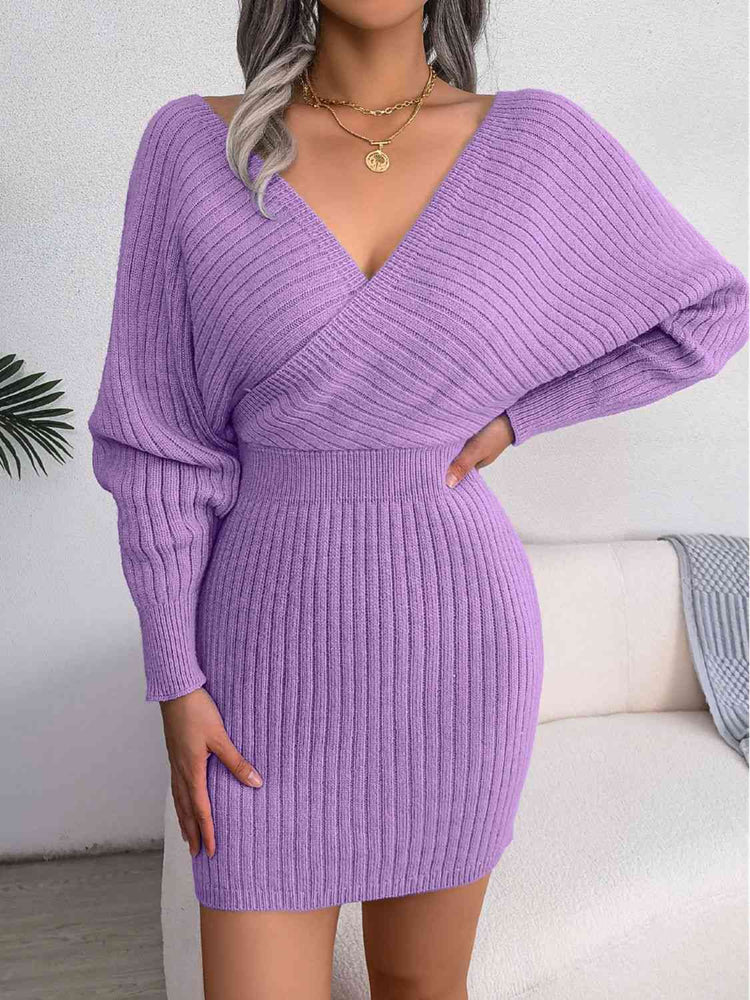 
                  
                    Rib-Knit Dolman Sleeve Sweater Dress
                  
                