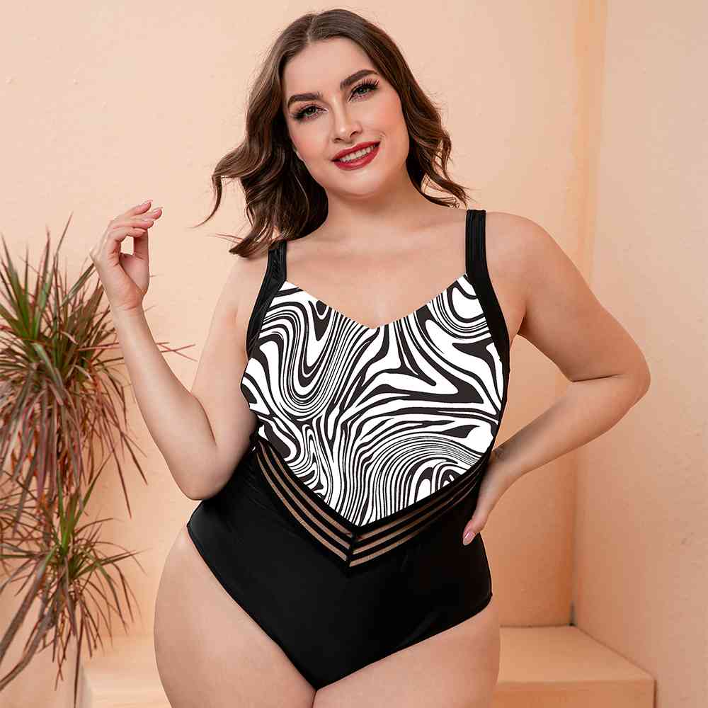 Printed Sleeveless One-Piece Swimsuit