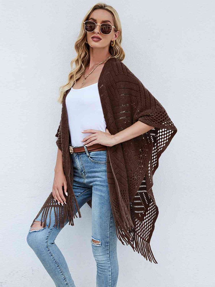 
                  
                    Fringe Hem Open Front Poncho
                  
                