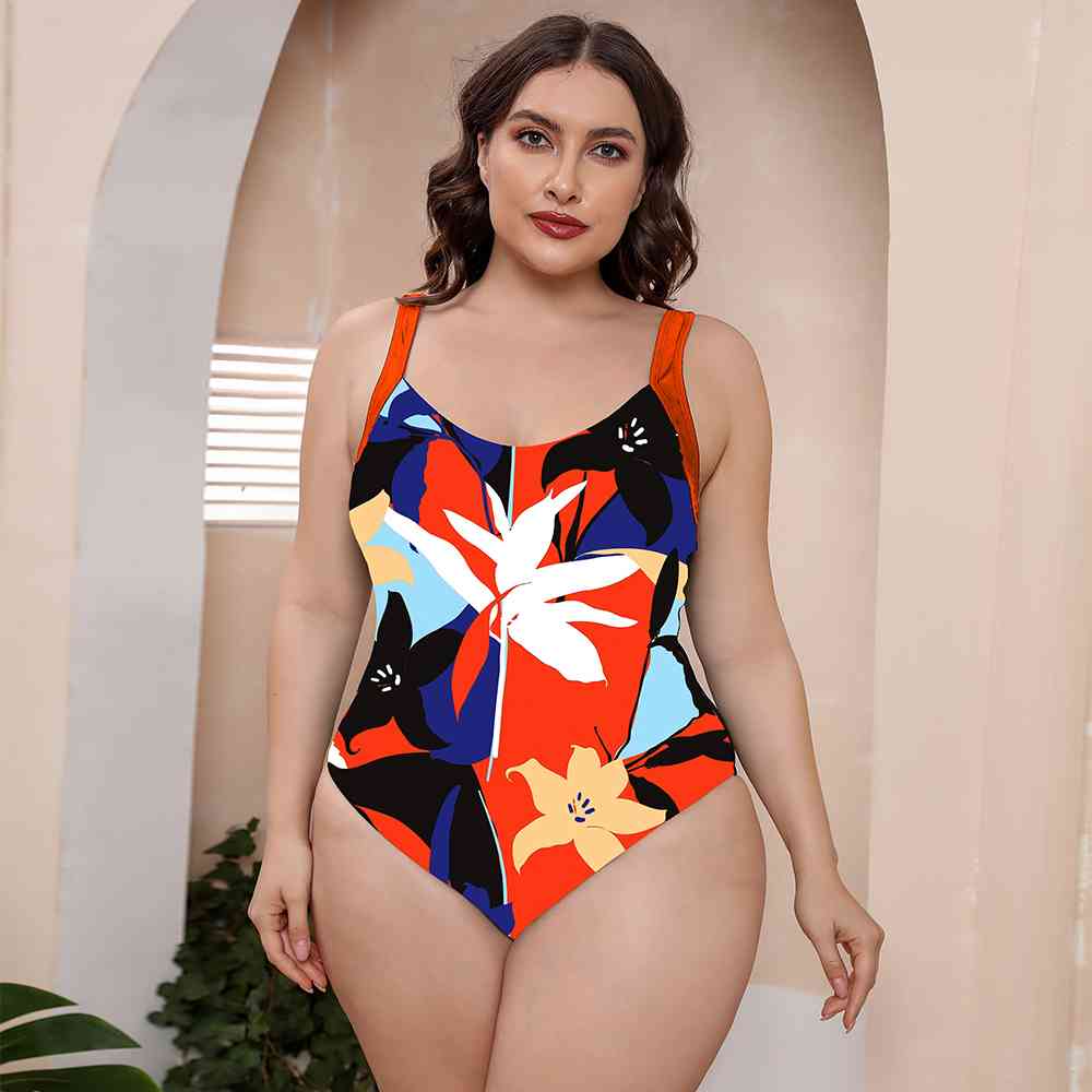 
                  
                    Printed Scoop Neck Sleeveless One-Piece Swimsuit
                  
                